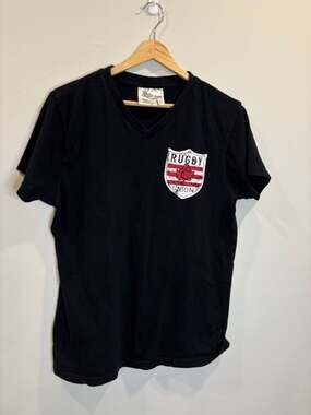 Rugby Canada Collection Black V-Neck Graphic T-Shirt Men's Size L